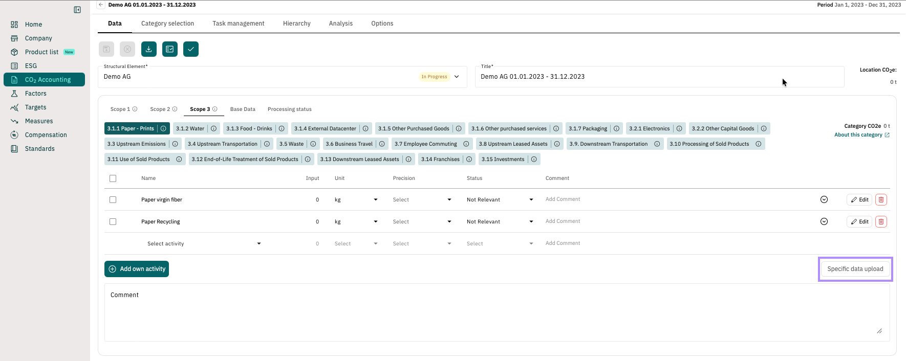 Scope 3: Importing consumption data