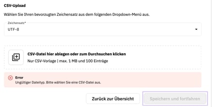Fehlerhafter Upload
