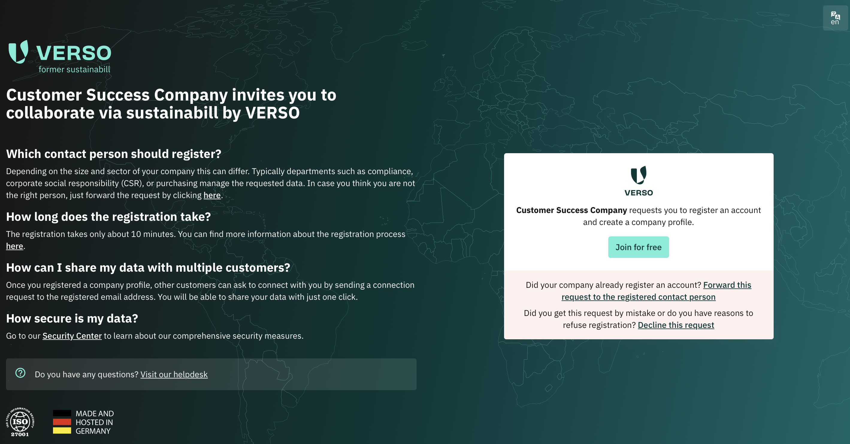 How do I register on the VERSO Supply Chain Hub?