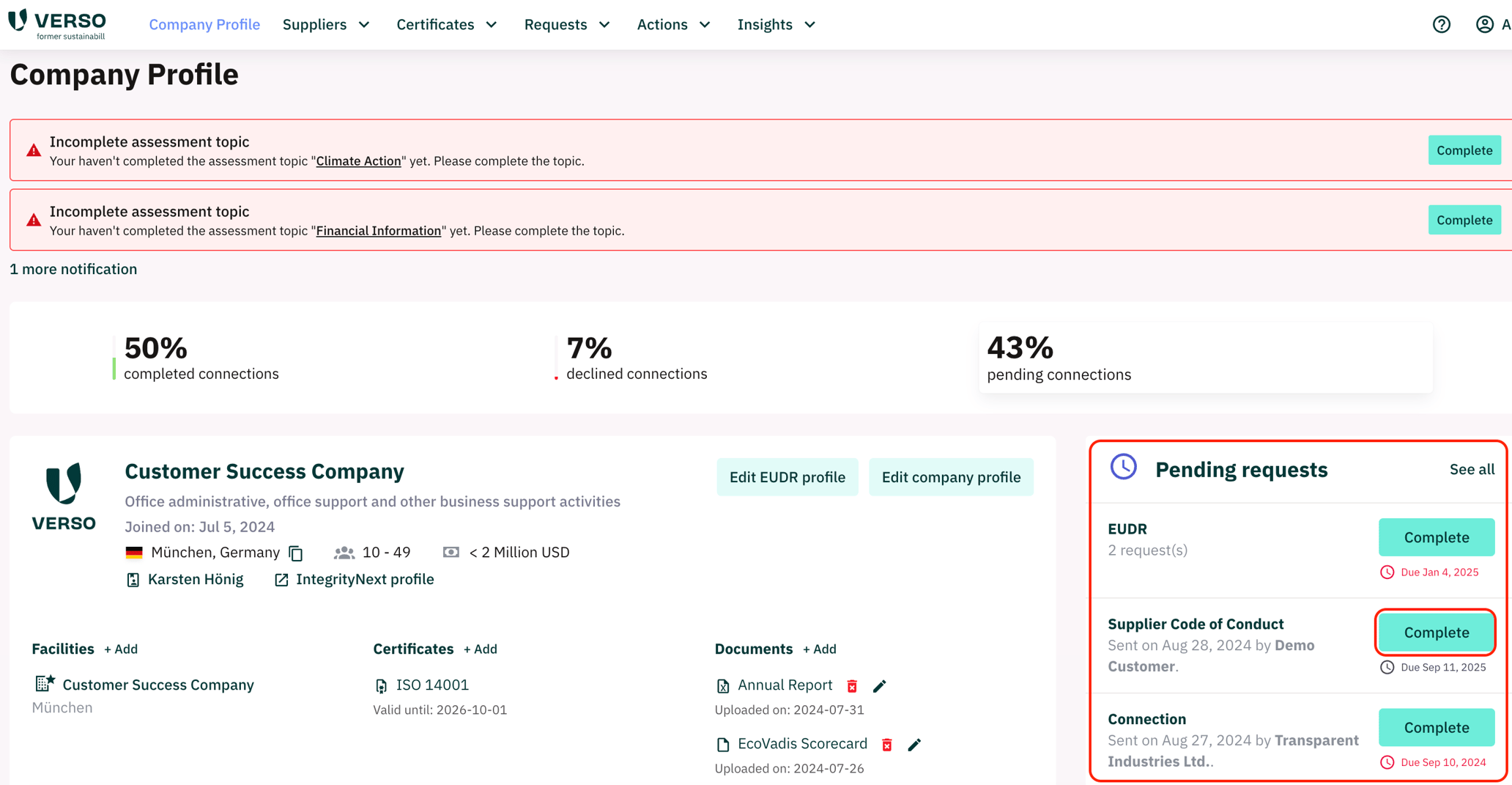 How do I complete requests from my customers?